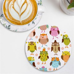 Cute Owls Pattern Uv Print Round Tile Coaster by Ket1n9