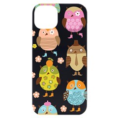 Cute Owls Pattern Iphone 14 Plus Black Uv Print Case by Ket1n9