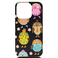 Cute Owls Pattern Iphone 14 Pro Black Uv Print Case by Ket1n9