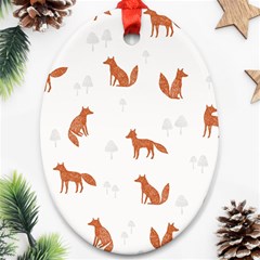 Fox Animal Wild Pattern Oval Ornament (two Sides) by Ket1n9