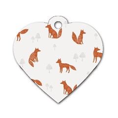 Fox Animal Wild Pattern Dog Tag Heart (two Sides) by Ket1n9