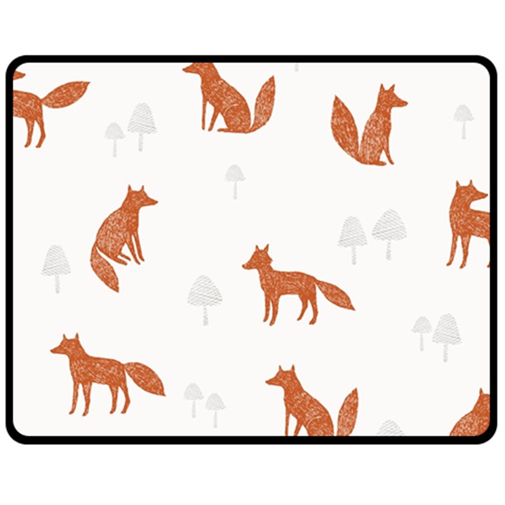 Fox Animal Wild Pattern Fleece Blanket (Medium)