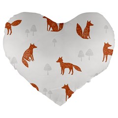 Fox Animal Wild Pattern Large 19  Premium Heart Shape Cushions by Ket1n9