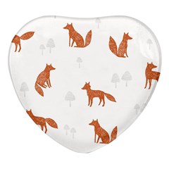 Fox Animal Wild Pattern Heart Glass Fridge Magnet (4 Pack) by Ket1n9