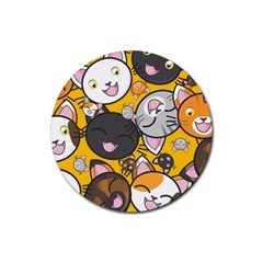 Cats-cute-kitty-kitties-kitten Rubber Round Coaster (4 Pack) by Ket1n9