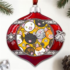 Cats-cute-kitty-kitties-kitten Metal Snowflake And Bell Red Ornament by Ket1n9