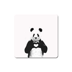 Panda Love Heart Square Magnet by Ket1n9