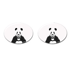 Panda Love Heart Cufflinks (oval) by Ket1n9