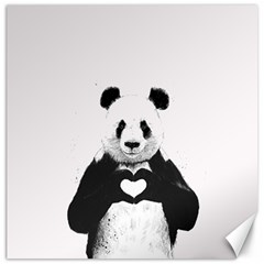 Panda Love Heart Canvas 20  X 20  by Ket1n9