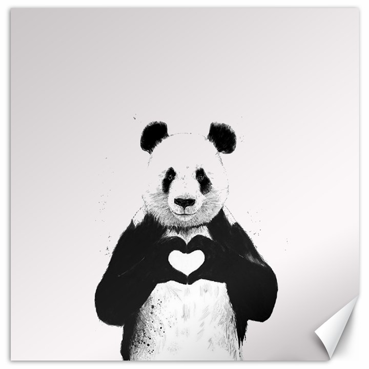 Panda Love Heart Canvas 20  x 20 