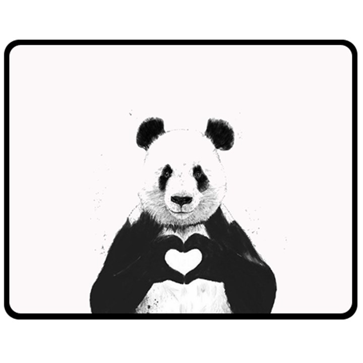 Panda Love Heart Fleece Blanket (Medium)