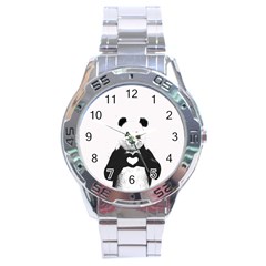 Panda Love Heart Stainless Steel Analogue Watch by Ket1n9