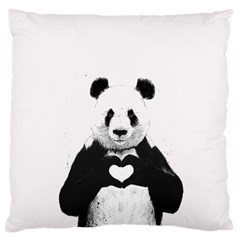 Panda Love Heart Large Cushion Case (one Side) by Ket1n9