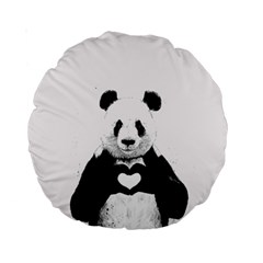 Panda Love Heart Standard 15  Premium Round Cushions by Ket1n9