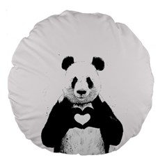 Panda Love Heart Large 18  Premium Round Cushions by Ket1n9