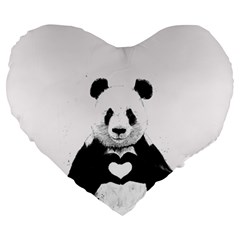 Panda Love Heart Large 19  Premium Heart Shape Cushions by Ket1n9