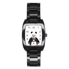 Panda Love Heart Stainless Steel Barrel Watch by Ket1n9