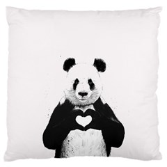 Panda Love Heart Standard Premium Plush Fleece Cushion Case (one Side) by Ket1n9