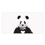 Panda Love Heart Satin Shawl 45  x 80  Front