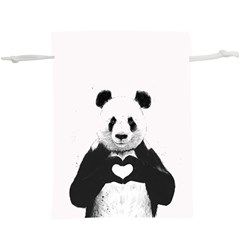 Panda Love Heart Lightweight Drawstring Pouch (xl) by Ket1n9