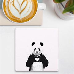 Panda Love Heart Uv Print Square Tile Coaster  by Ket1n9