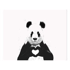 Panda Love Heart Premium Plush Fleece Blanket (large) by Ket1n9