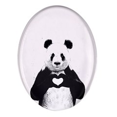 Panda Love Heart Oval Glass Fridge Magnet (4 Pack) by Ket1n9