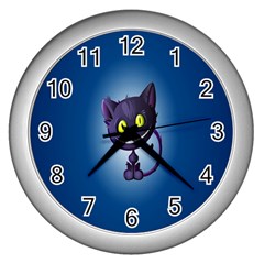 Cats Funny Wall Clock (silver) by Ket1n9