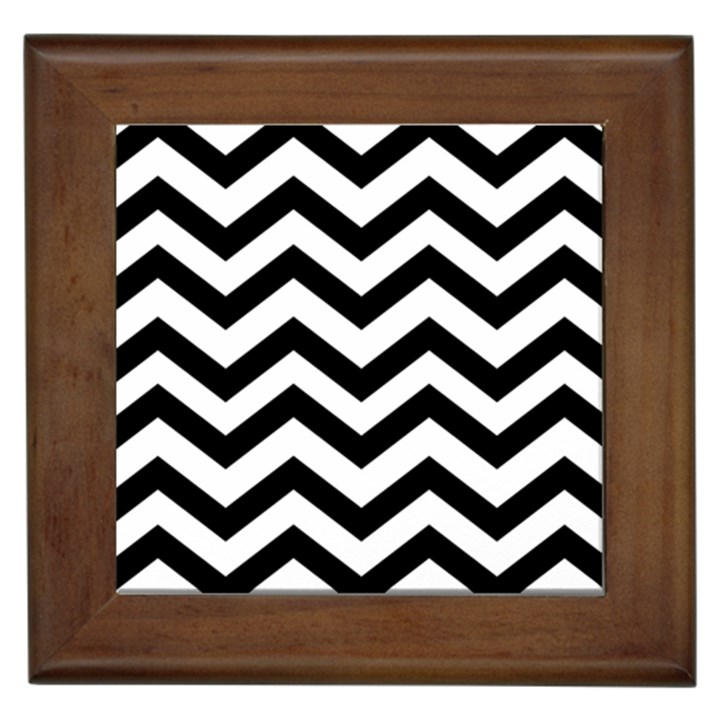 Black And White Chevron Framed Tile