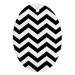 Black And White Chevron Oval Ornament (two Sides) by Ket1n9