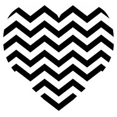 Black And White Chevron Wooden Puzzle Heart by Ket1n9