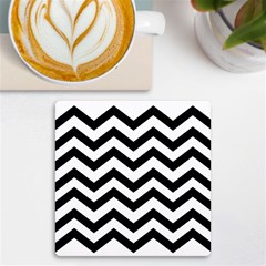 Black And White Chevron Uv Print Square Tile Coaster  by Ket1n9