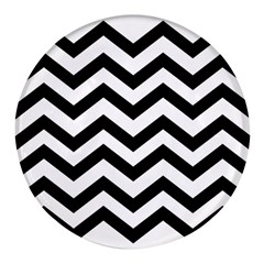 Black And White Chevron Round Glass Fridge Magnet (4 Pack) by Ket1n9