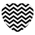 Black And White Chevron Heart Glass Fridge Magnet (4 pack) Front