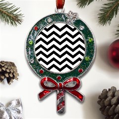 Black And White Chevron Metal X mas Lollipop With Crystal Ornament by Ket1n9