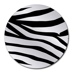 White Tiger Skin Round Mousepad by Ket1n9