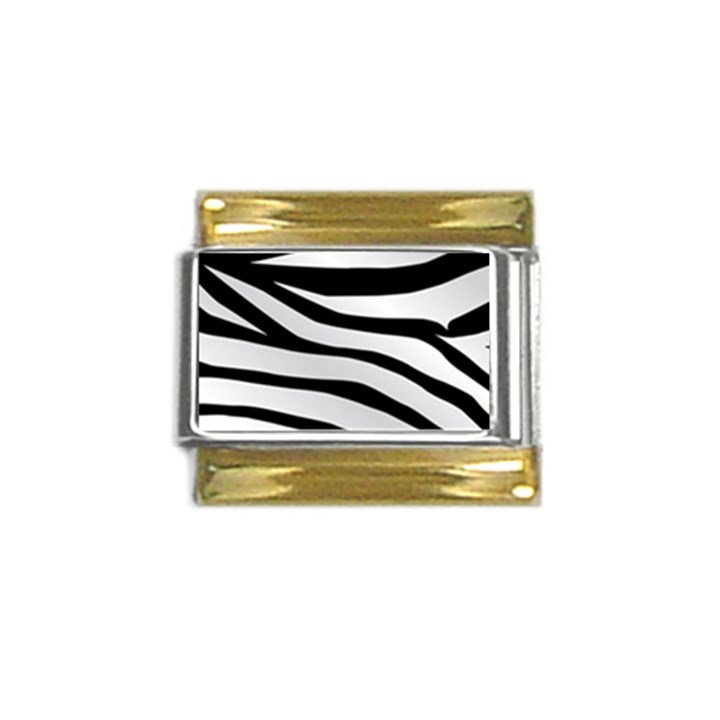 White Tiger Skin Gold Trim Italian Charm (9mm)