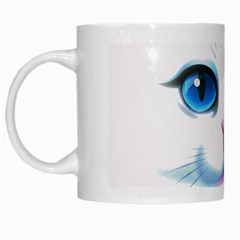 Cute White Cat Blue Eyes Face White Mug by Ket1n9