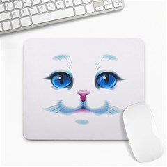 Cute White Cat Blue Eyes Face Large Mousepad by Ket1n9