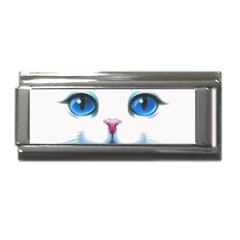 Cute White Cat Blue Eyes Face Superlink Italian Charm (9mm) by Ket1n9