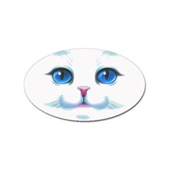 Cute White Cat Blue Eyes Face Sticker (oval) by Ket1n9