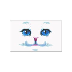 Cute White Cat Blue Eyes Face Sticker (rectangular) by Ket1n9