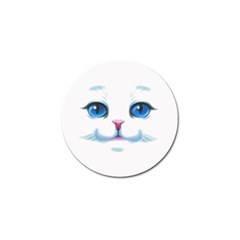 Cute White Cat Blue Eyes Face Golf Ball Marker by Ket1n9