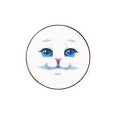 Cute White Cat Blue Eyes Face Hat Clip Ball Marker (4 Pack) by Ket1n9