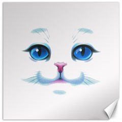 Cute White Cat Blue Eyes Face Canvas 20  X 20  by Ket1n9