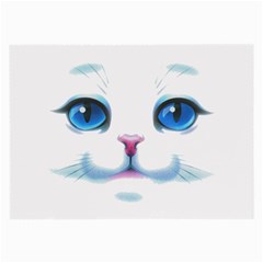 Cute White Cat Blue Eyes Face Large Glasses Cloth by Ket1n9