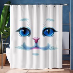 Cute White Cat Blue Eyes Face Shower Curtain 60  X 72  (medium)  by Ket1n9