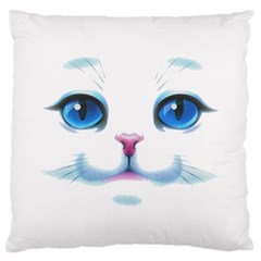 Cute White Cat Blue Eyes Face Large Cushion Case (two Sides) by Ket1n9