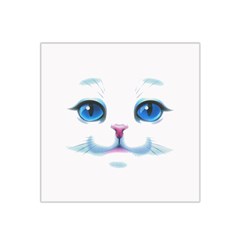 Cute White Cat Blue Eyes Face Satin Bandana Scarf 22  X 22  by Ket1n9