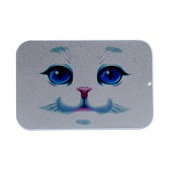 Cute White Cat Blue Eyes Face Open Lid Metal Box (silver)   by Ket1n9